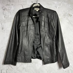 Abandon Italian Leather Moto Jacket XS Black Soft Lightweight Lace Up Sleeves